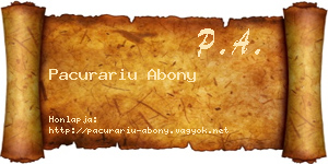 Pacurariu Abony névjegykártya
